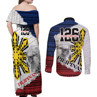 Philippines 126th Independence Day Couples Matching Off Shoulder Maxi Dress and Long Sleeve Button Shirt Pilipinas Hunyo 12 Maligayang Araw ng Kalayaan LT9 - Polynesian Pride