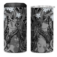 Pacific Beauty Girl 4 in 1 Can Cooler Tumbler Black Polyneisan Tribal Vintage Motif LT9 One Size: 16 oz Black - Polynesian Pride