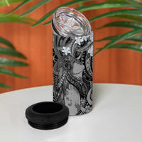 Pacific Beauty Girl 4 in 1 Can Cooler Tumbler Black Polyneisan Tribal Vintage Motif LT9 - Polynesian Pride