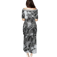 Pacific Beauty Girl Family Matching Puletasi and Hawaiian Shirt Black Polyneisan Tribal Vintage Motif LT9 - Polynesian Pride