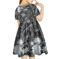 Pacific Beauty Girl Kid Short Sleeve Dress Black Polyneisan Tribal Vintage Motif LT9 - Polynesian Pride