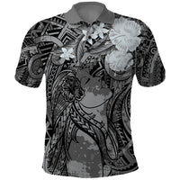 Pacific Beauty Girl Polo Shirt Black Polyneisan Tribal Vintage Motif LT9 Black - Polynesian Pride