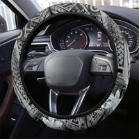 Pacific Beauty Girl Steering Wheel Cover Black Polyneisan Tribal Vintage Motif