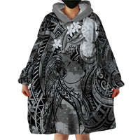Pacific Beauty Girl Wearable Blanket Hoodie Black Polyneisan Tribal Vintage Motif LT9 - Polynesian Pride