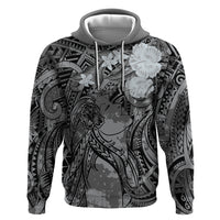 Pacific Beauty Girl Zip Hoodie Black Polyneisan Tribal Vintage Motif LT9 Pullover Hoodie Black - Polynesian Pride