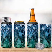 Pacific Beauty Girl 4 in 1 Can Cooler Tumbler Blue Polyneisan Tribal Vintage Motif LT9 - Polynesian Pride