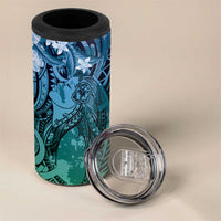 Pacific Beauty Girl 4 in 1 Can Cooler Tumbler Blue Polyneisan Tribal Vintage Motif LT9 - Polynesian Pride