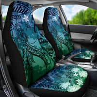 Pacific Beauty Girl Car Seat Cover Blue Polyneisan Tribal Vintage Motif LT9 - Polynesian Pride