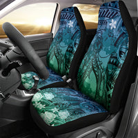 Pacific Beauty Girl Car Seat Cover Blue Polyneisan Tribal Vintage Motif LT9 - Polynesian Pride