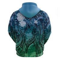 Pacific Beauty Girl Hoodie Blue Polyneisan Tribal Vintage Motif LT9 - Polynesian Pride