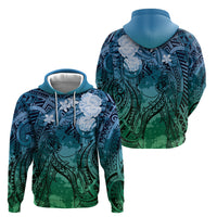 Pacific Beauty Girl Hoodie Blue Polyneisan Tribal Vintage Motif LT9 - Polynesian Pride