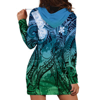 Pacific Beauty Girl Hoodie Dress Blue Polyneisan Tribal Vintage Motif LT9 - Polynesian Pride