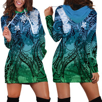 Pacific Beauty Girl Hoodie Dress Blue Polyneisan Tribal Vintage Motif LT9 - Polynesian Pride