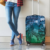 Pacific Beauty Girl Luggage Cover Blue Polyneisan Tribal Vintage Motif LT9 - Polynesian Pride