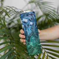 Pacific Beauty Girl Skinny Tumbler Blue Polyneisan Tribal Vintage Motif LT9 - Polynesian Pride
