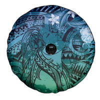 Pacific Beauty Girl Spare Tire Cover Blue Polyneisan Tribal Vintage Motif LT9 - Polynesian Pride