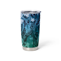 Pacific Beauty Girl Tumbler Cup Blue Polyneisan Tribal Vintage Motif LT9 - Polynesian Pride