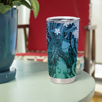Pacific Beauty Girl Tumbler Cup Blue Polyneisan Tribal Vintage Motif LT9 - Polynesian Pride