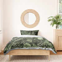 Pacific Beauty Girl Bedding Set Green Polyneisan Tribal Vintage Motif