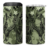 Pacific Beauty Girl 4 in 1 Can Cooler Tumbler Green Polyneisan Tribal Vintage Motif LT9 One Size: 16 oz Green - Polynesian Pride
