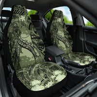 Pacific Beauty Girl Car Seat Cover Green Polyneisan Tribal Vintage Motif LT9 One Size Green - Polynesian Pride