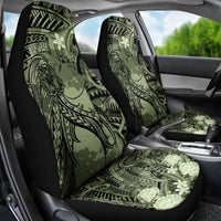 Pacific Beauty Girl Car Seat Cover Green Polyneisan Tribal Vintage Motif LT9 - Polynesian Pride