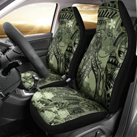 Pacific Beauty Girl Car Seat Cover Green Polyneisan Tribal Vintage Motif LT9 - Polynesian Pride