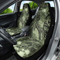 Pacific Beauty Girl Car Seat Cover Green Polyneisan Tribal Vintage Motif LT9 - Polynesian Pride