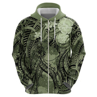 Pacific Beauty Girl Hoodie Green Polyneisan Tribal Vintage Motif LT9 - Polynesian Pride