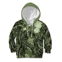 Pacific Beauty Girl Kid Hoodie Green Polyneisan Tribal Vintage Motif LT9 Hoodie Green - Polynesian Pride