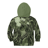 Pacific Beauty Girl Kid Hoodie Green Polyneisan Tribal Vintage Motif LT9 - Polynesian Pride