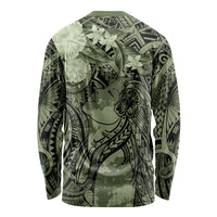 Pacific Beauty Girl Long Sleeve Shirt Green Polyneisan Tribal Vintage Motif LT9 - Polynesian Pride
