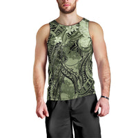 Pacific Beauty Girl Men Tank Top Green Polyneisan Tribal Vintage Motif LT9 - Polynesian Pride