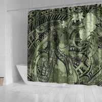 Pacific Beauty Girl Shower Curtain Green Polyneisan Tribal Vintage Motif LT9 - Polynesian Pride