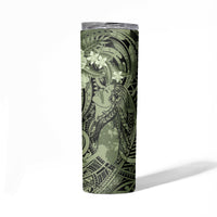 Pacific Beauty Girl Skinny Tumbler Green Polyneisan Tribal Vintage Motif LT9 - Polynesian Pride