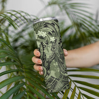 Pacific Beauty Girl Skinny Tumbler Green Polyneisan Tribal Vintage Motif LT9 - Polynesian Pride