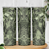 Pacific Beauty Girl Skinny Tumbler Green Polyneisan Tribal Vintage Motif LT9 - Polynesian Pride