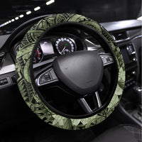 Pacific Beauty Girl Steering Wheel Cover Green Polyneisan Tribal Vintage Motif LT9 Universal Fit Green - Polynesian Pride