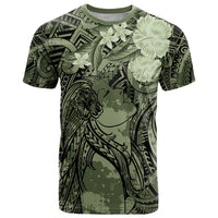 Pacific Beauty Girl T Shirt Green Polyneisan Tribal Vintage Motif LT9 Green - Polynesian Pride