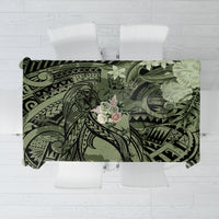 Pacific Beauty Girl Tablecloth Green Polyneisan Tribal Vintage Motif