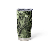 Pacific Beauty Girl Tumbler Cup Green Polyneisan Tribal Vintage Motif LT9 - Polynesian Pride