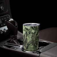 Pacific Beauty Girl Tumbler Cup Green Polyneisan Tribal Vintage Motif LT9 - Polynesian Pride