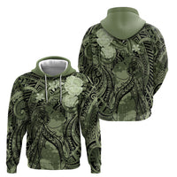 Pacific Beauty Girl Zip Hoodie Green Polyneisan Tribal Vintage Motif LT9 - Polynesian Pride