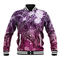 Pacific Beauty Girl Baseball Jacket Pink Polyneisan Tribal Vintage Motif