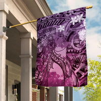 Pacific Beauty Girl Garden Flag Pink Polyneisan Tribal Vintage Motif LT9 House Flag Pink - Polynesian Pride
