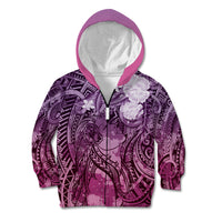 Pacific Beauty Girl Kid Hoodie Pink Polyneisan Tribal Vintage Motif LT9 Zip Hoodie Pink - Polynesian Pride