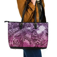 Pacific Beauty Girl Leather Tote Bag Pink Polyneisan Tribal Vintage Motif LT9 - Polynesian Pride