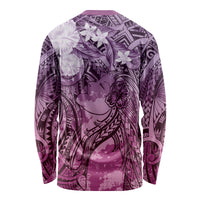 Pacific Beauty Girl Long Sleeve Shirt Pink Polyneisan Tribal Vintage Motif LT9 - Polynesian Pride