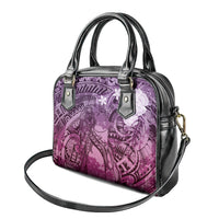 Pacific Beauty Girl Shoulder Handbag Pink Polyneisan Tribal Vintage Motif