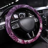 Pacific Beauty Girl Steering Wheel Cover Pink Polyneisan Tribal Vintage Motif LT9 Universal Fit Pink - Polynesian Pride